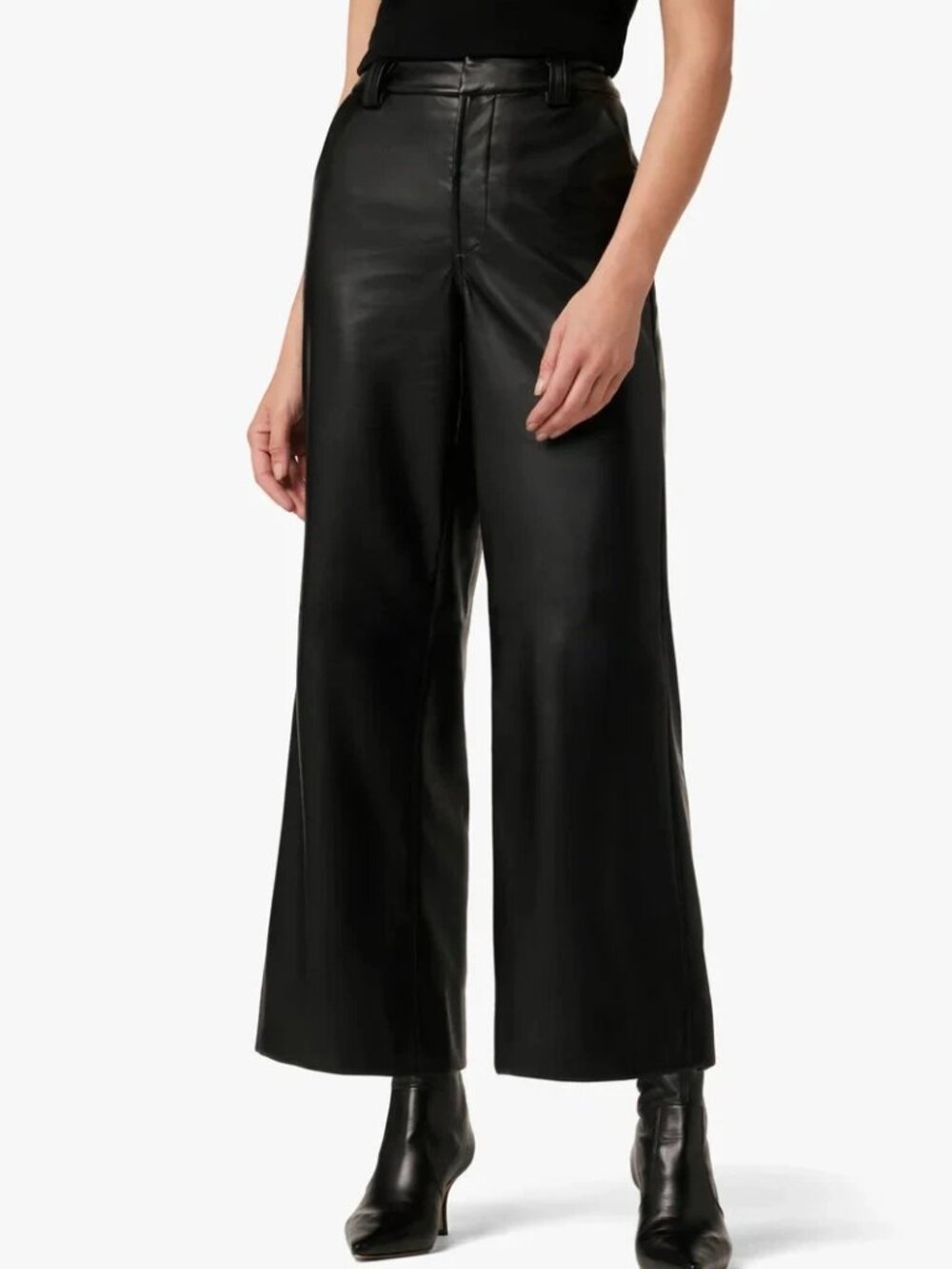 NWOT Joe's Jeans Wide Leg Faux Vegan Leather Pants High Waist Stretch Black 32